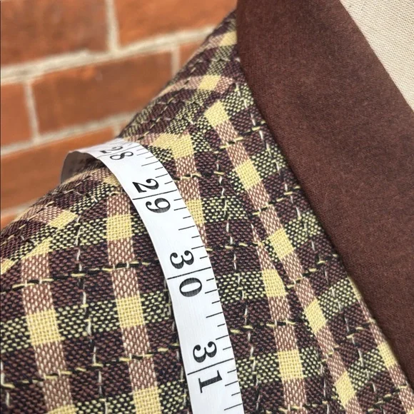 1970s Gingham Brown Yellow Blazer - Picture 4 of 8